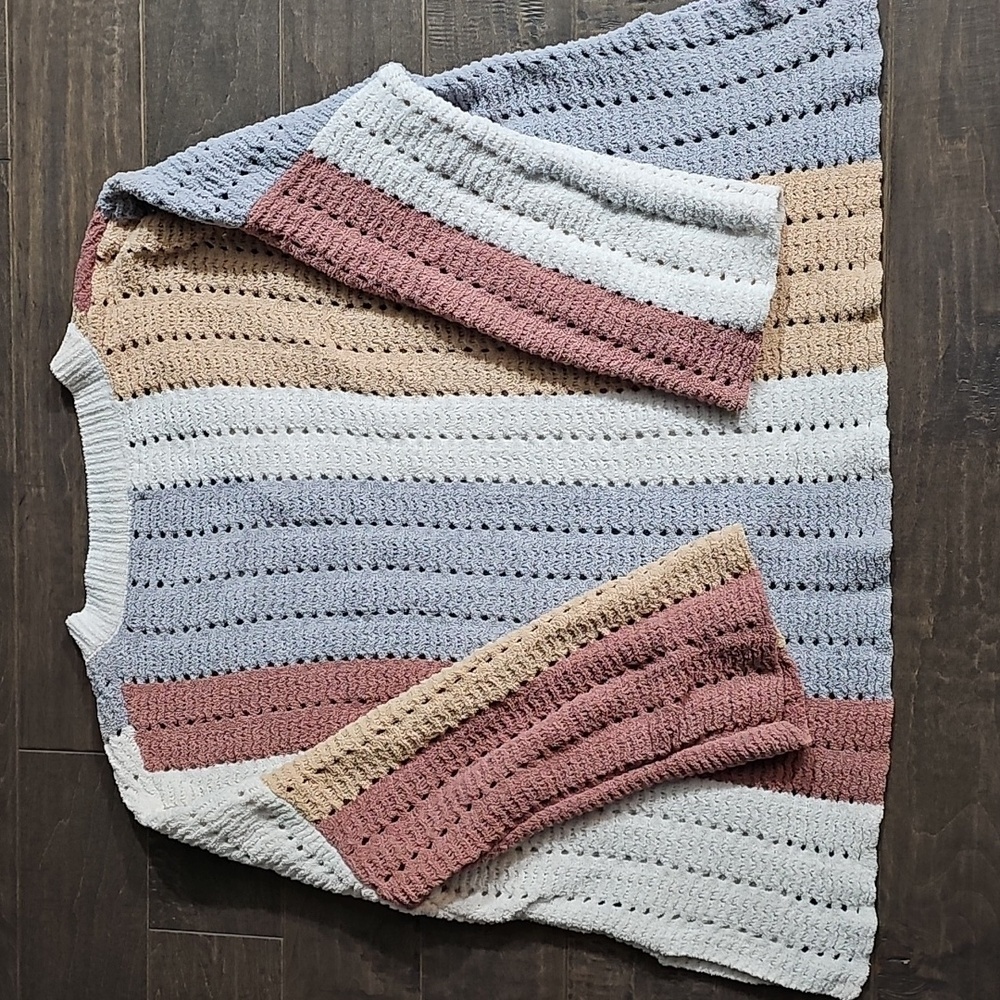 POL Chunky Knit Striped Colored Block Chenille Sweater Size Large - Picture 6 of 6